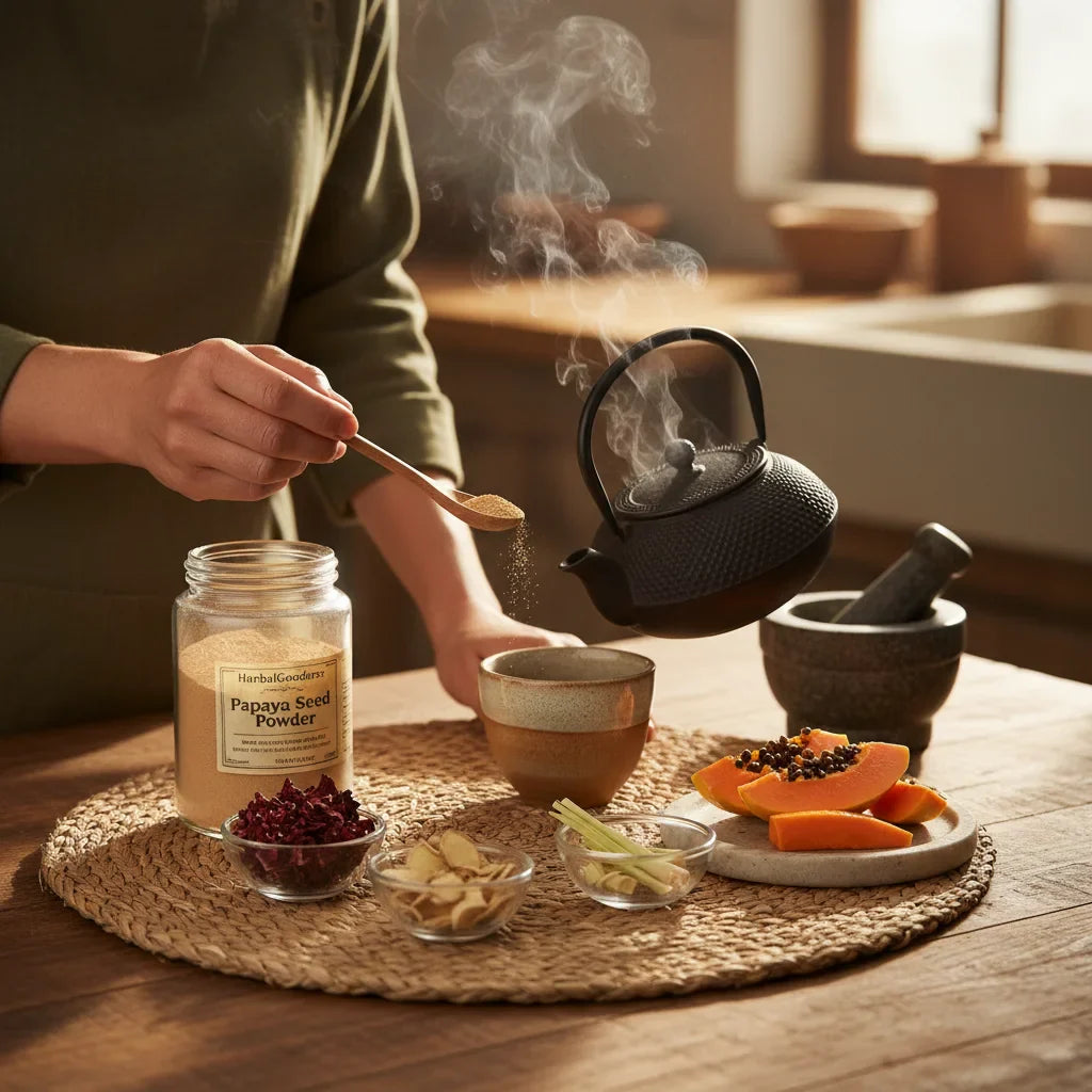 Papaya seed powder with traditional botanical ingredients