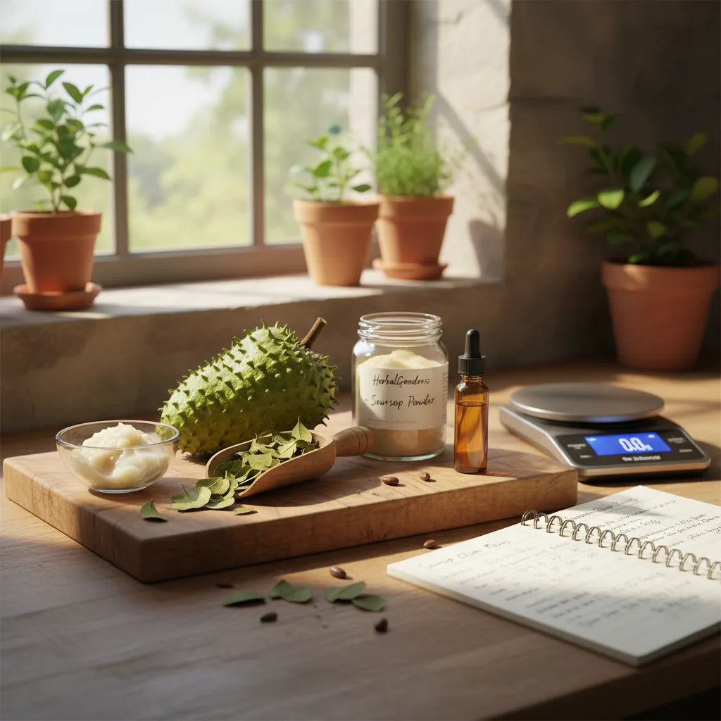 Various soursop products and recipe planning