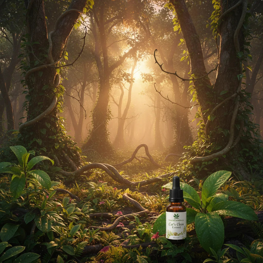 Cat’s claw and tincture in rainforest light