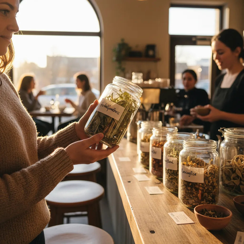 Locally browsing small-batch mullein tea jars