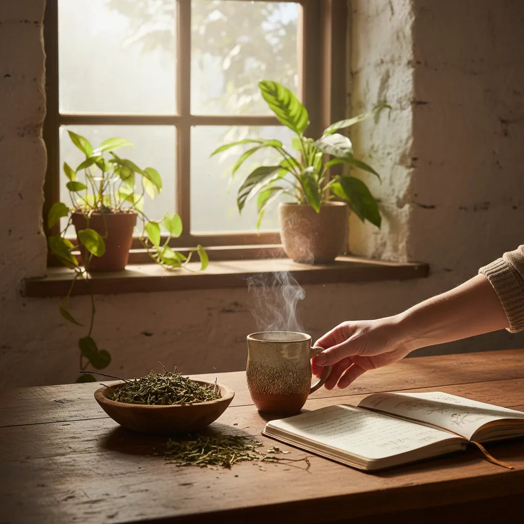 Guayusa tea in warm morning light