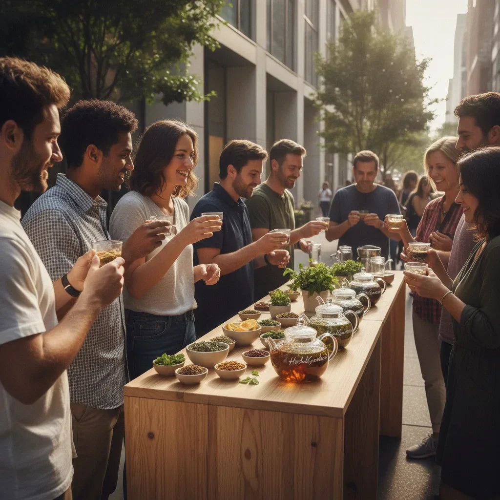 Urban herbal tea pop-up sampling event