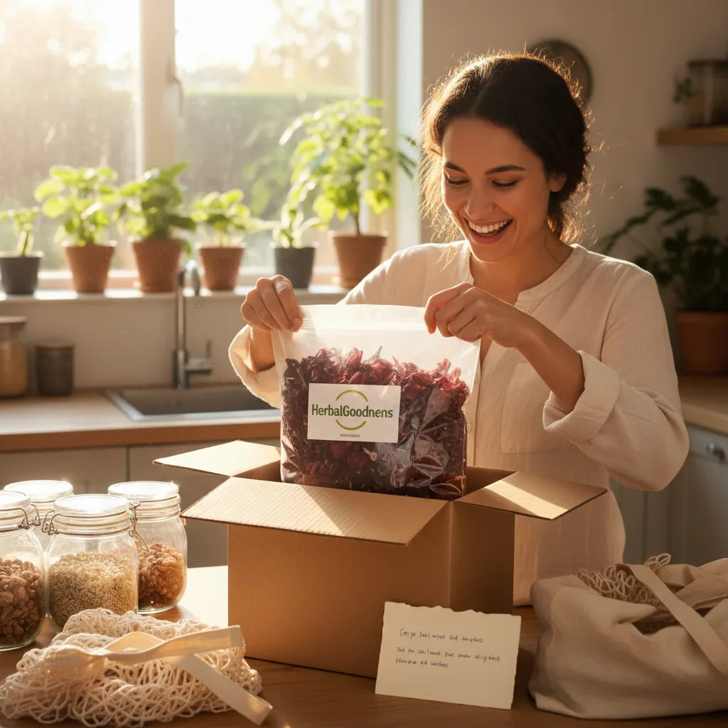 Unpacking fresh hibiscus tea delivery quickly