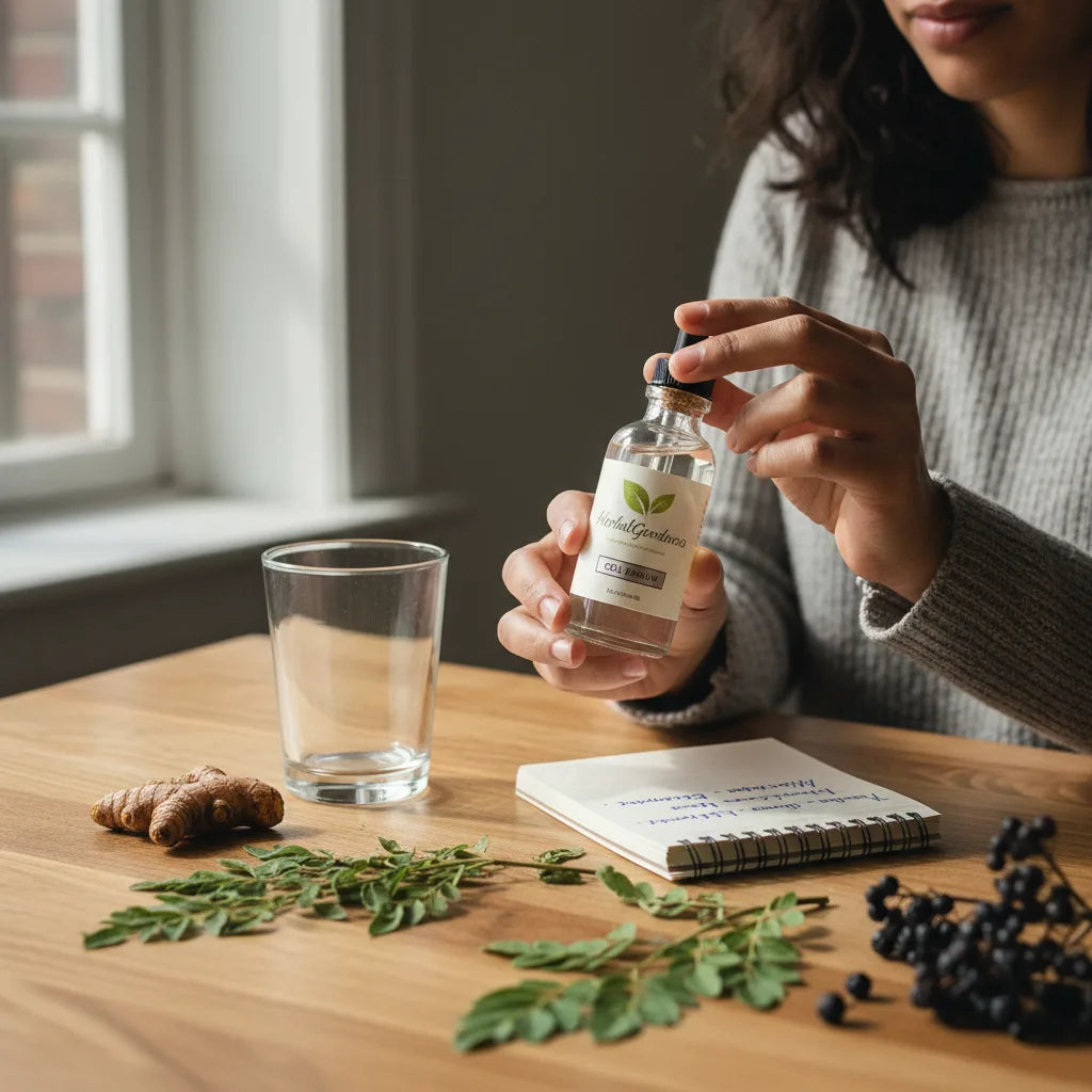 Person examines bottle labeled HerbalGoodness Cell Renew
