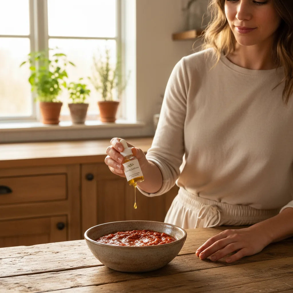 Adding oregano oil to cooking sauce