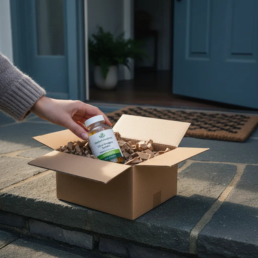 Fresh oregano softgels arriving at doorstep