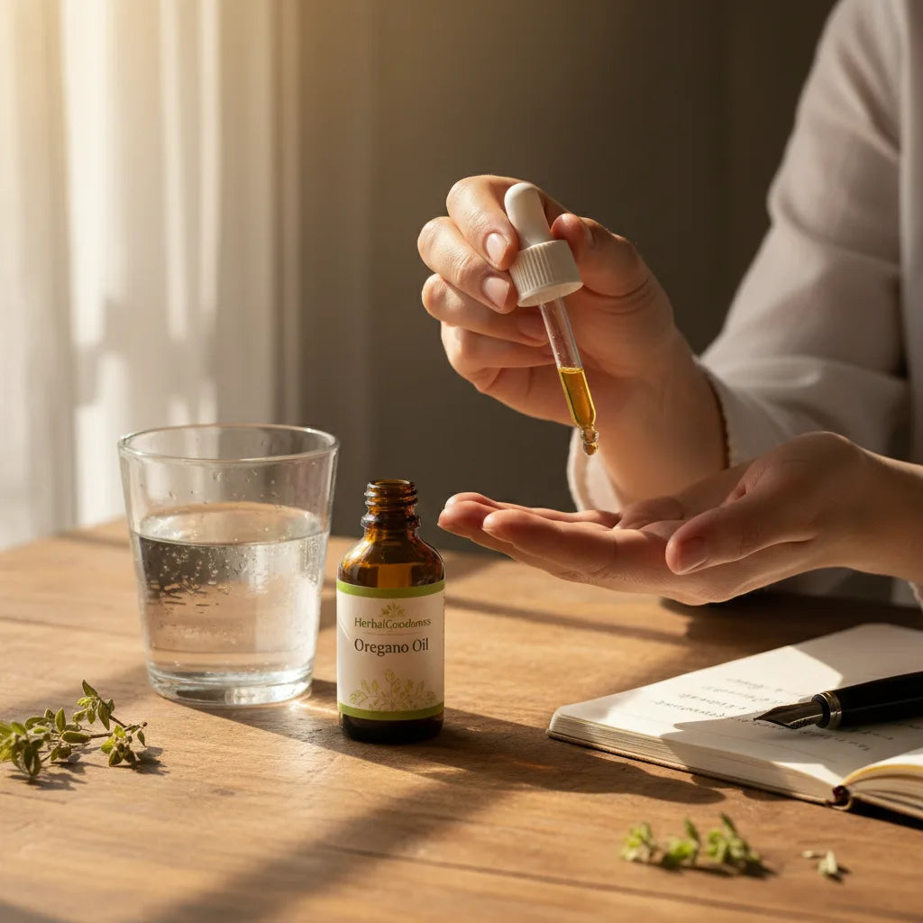 Preparing oregano oil under tongue at home