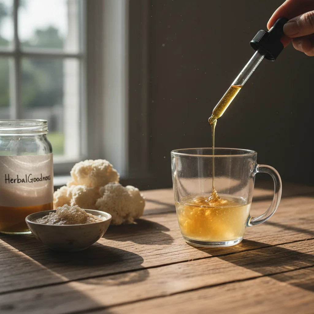 Fermented extract dripped into tea mug