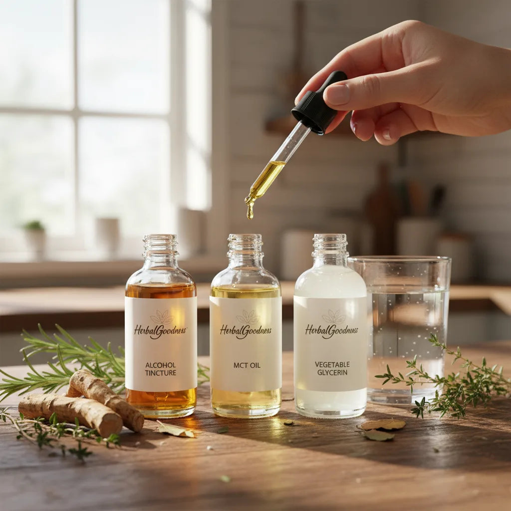 Three ashwagandha carriers poured on counter