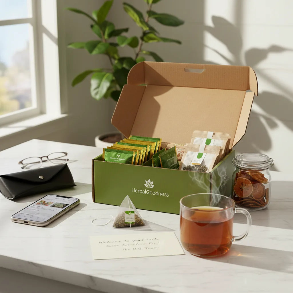 Morning sunlight on tea subscription unboxing