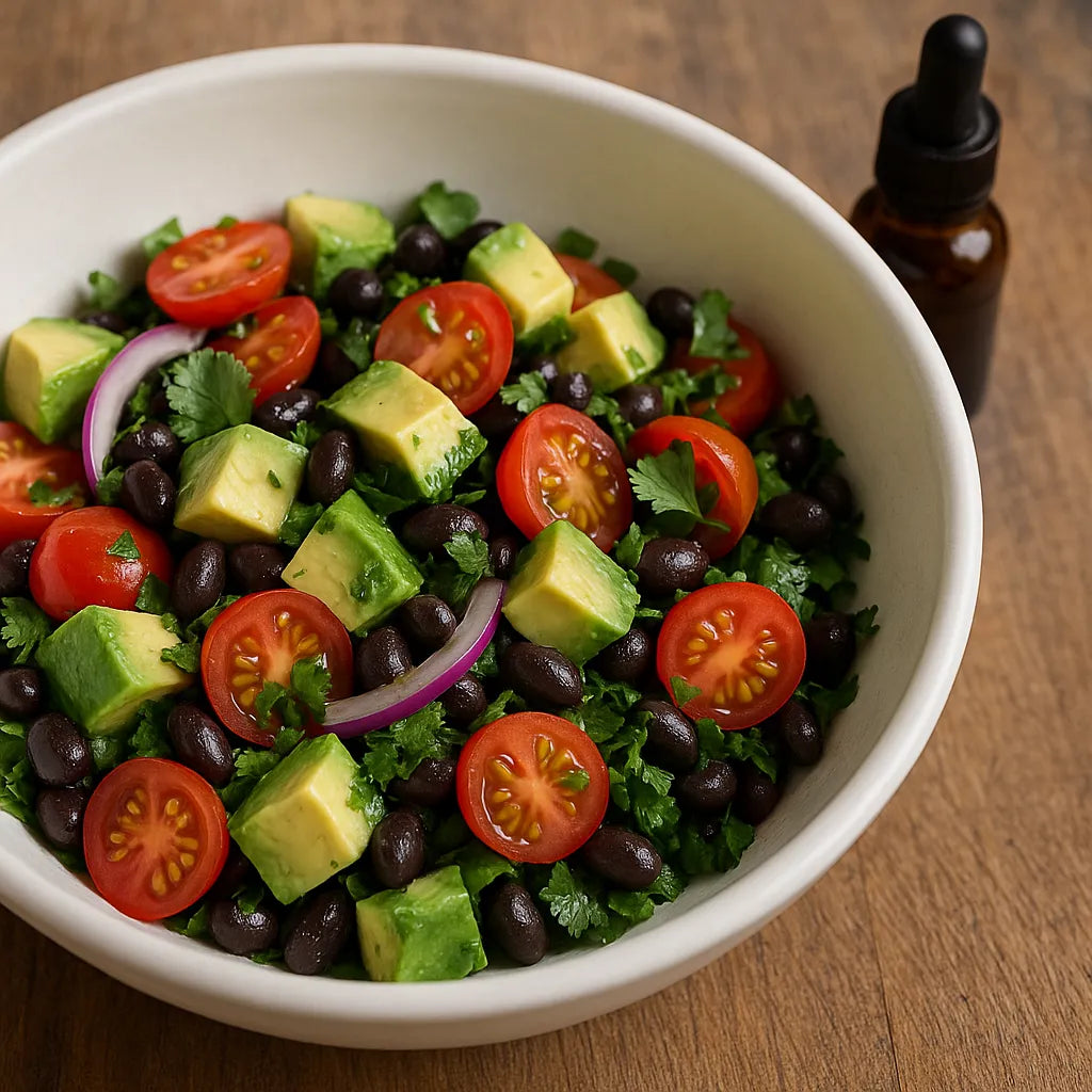 Tomato, Avocado and Black Bean Green Salad Recipe | Herbal Goodness