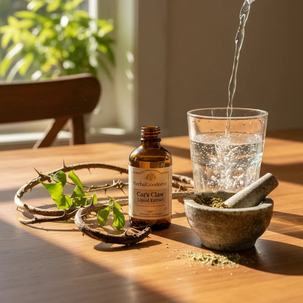 Cat’s claw extract and botanicals in sunlight