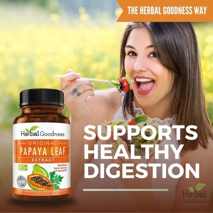 Complete Papaya System bundle – papaya leaf capsules, liquid extract, and tea by Herbal Goodness