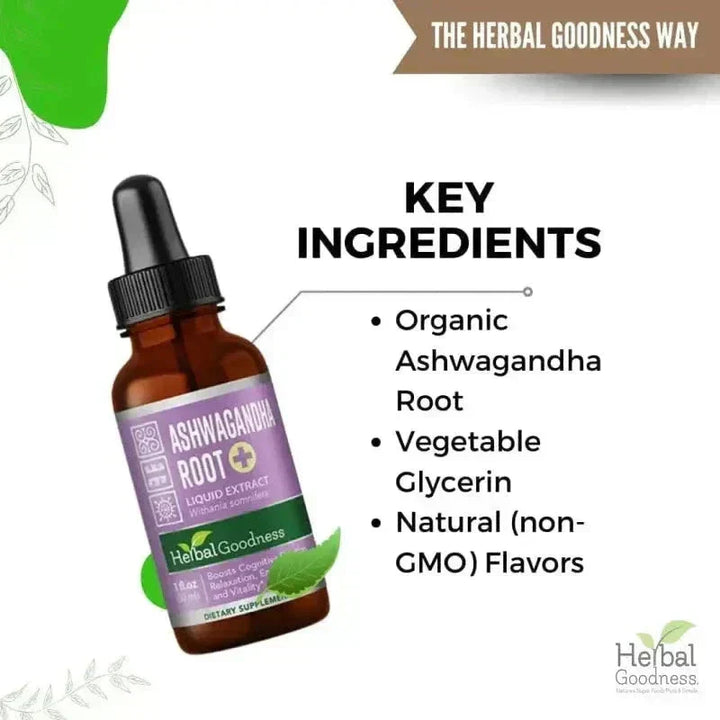 Ashwagandha Root Liquid Extract - Energy &amp; Mood Liquid Extract Herbal Goodness 