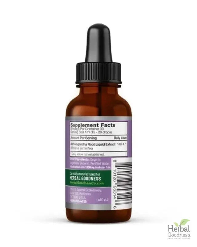 Ashwagandha Root Liquid Extract - Organic - Energy & Mood Liquid Extract Herbal Goodness 