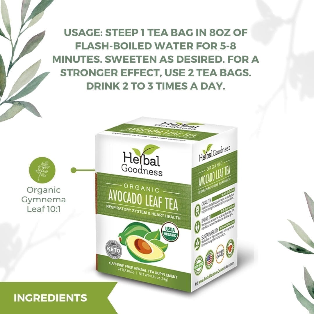 Avocado Leaf Tea - Organic 24/2g Tea & Infusions Herbal Goodness 