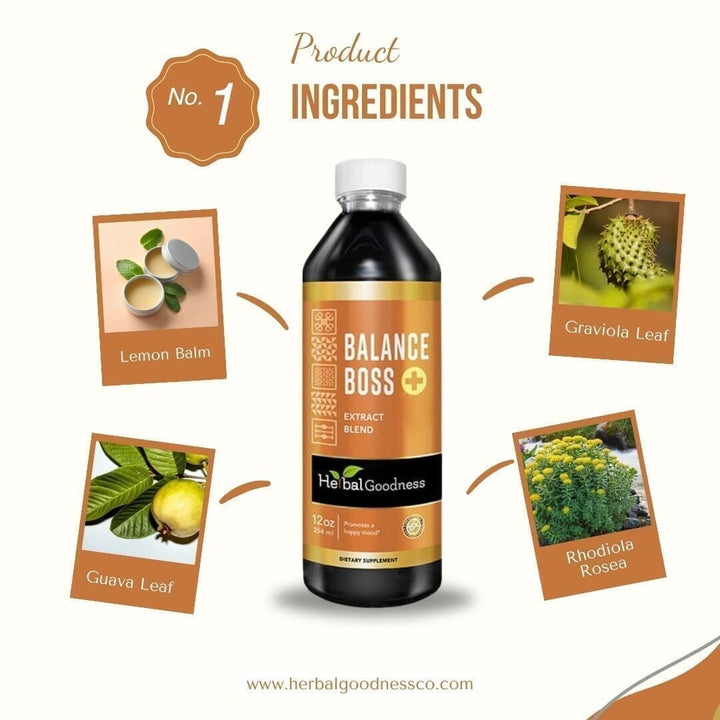 Balance Boss Plus - Liquid - Happy Mood Support - Relaxation - Herbal Goodness Liquid Extract Herbal Goodness 