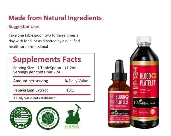 Blood Platelet Plus - Liquid Tincture - Natural Blood Platelet Boost & Immune Support - Herbal Goodness Liquid Extract Herbal Goodness 