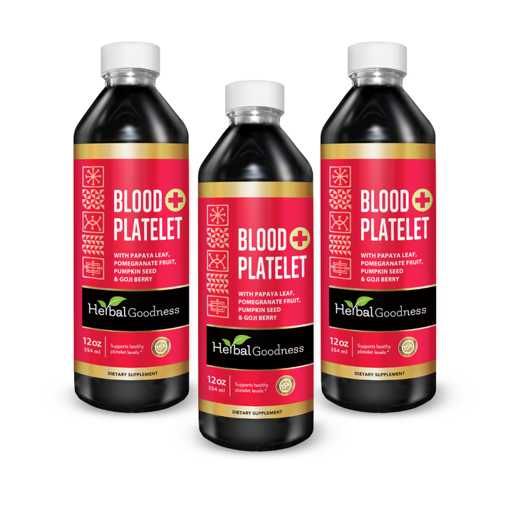 Blood Platelet with Papaya Leaf - Organic 15X Liquid Extract - Platelet & Bone Marrow Liquid Extract Herbal Goodness 3 packs