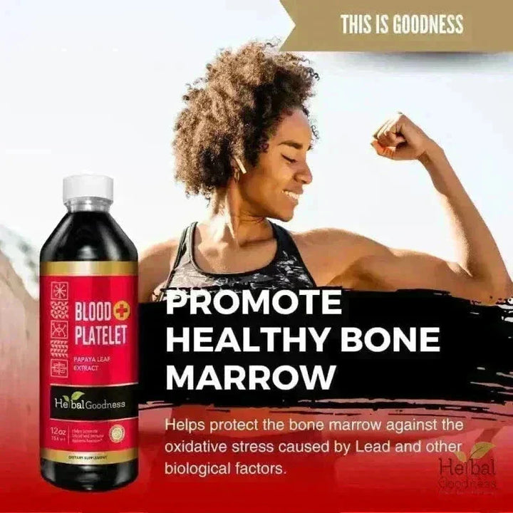 Blood Platelet with Papaya Leaf - Organic 1oz 15X Liquid Extract - Platelet & Bone Marrow Liquid Extract Herbal Goodness 