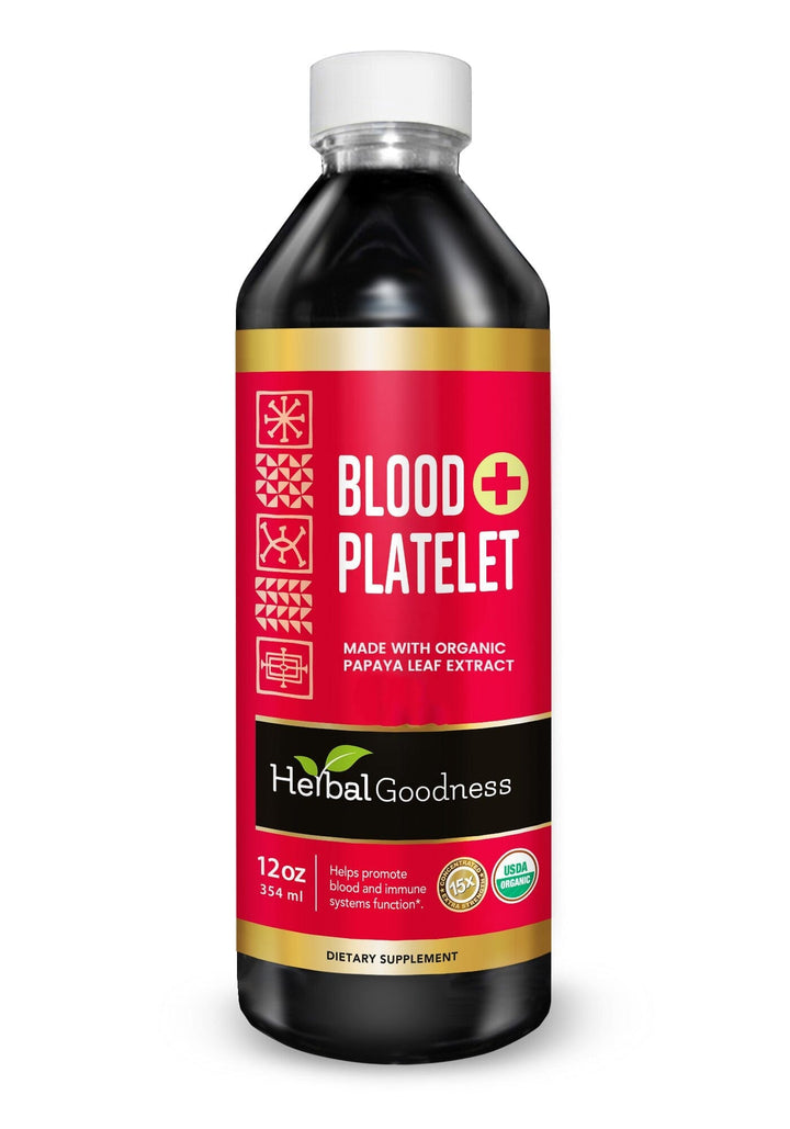 Blood Platelet with Papaya Leaf - Organic 1oz 15X Liquid Extract - Platelet & Bone Marrow Liquid Extract Herbal Goodness 12 oz 