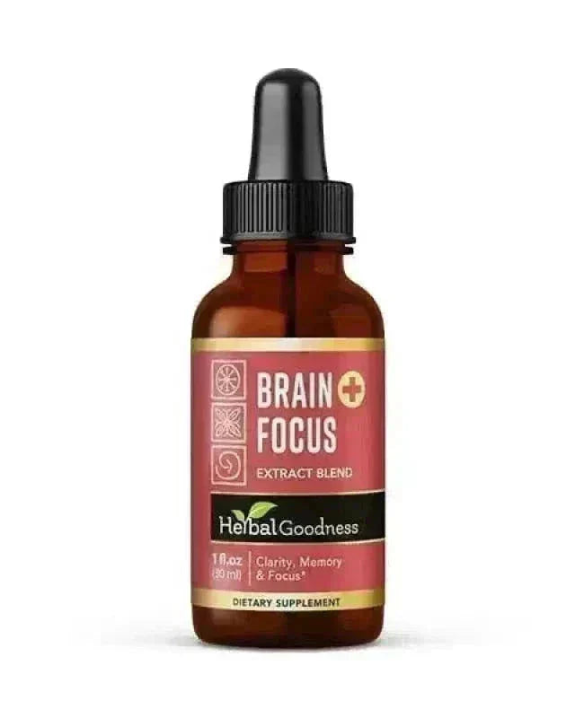 Brain and Focus - Organic 1oz 15X Liquid Extract - Cognition & Memory Liquid Extract Herbal Goodness 1 oz 