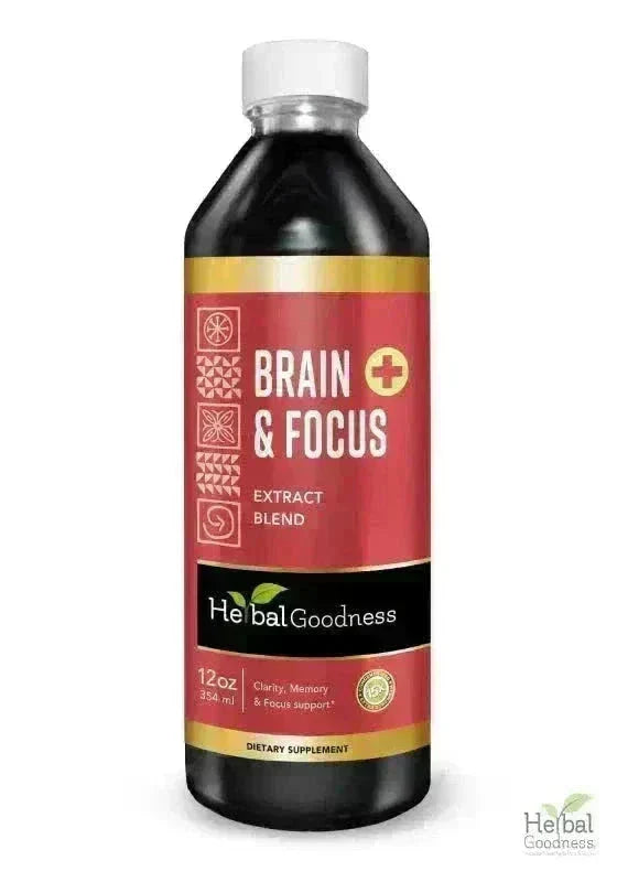 Brain and Focus Liquid Extract - Nootropic Brain Supplement Liquid Extract Herbal Goodness 12 oz 