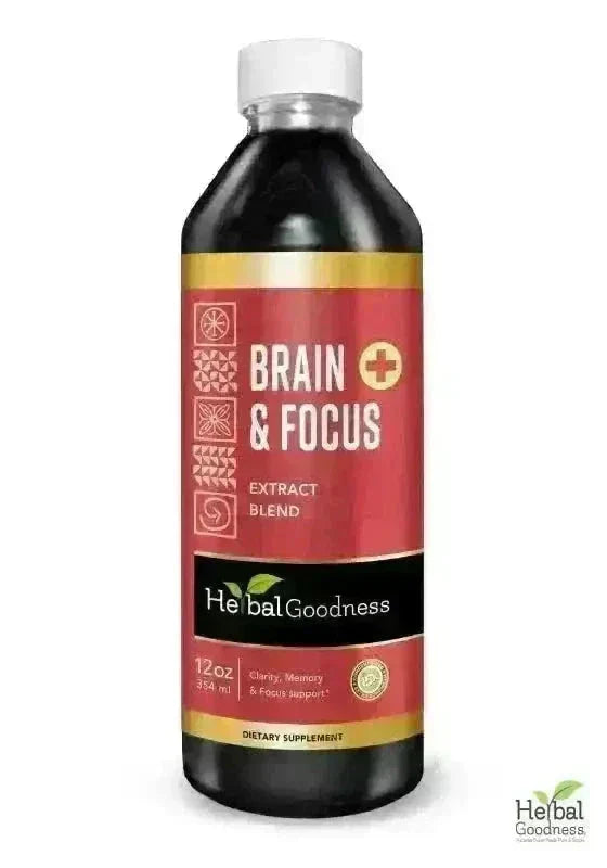 Brain & Memory Support - 15X Organic Liquid Extract – Focus & Cognitive Wellness Liquid Extract Herbal Goodness 12 oz 