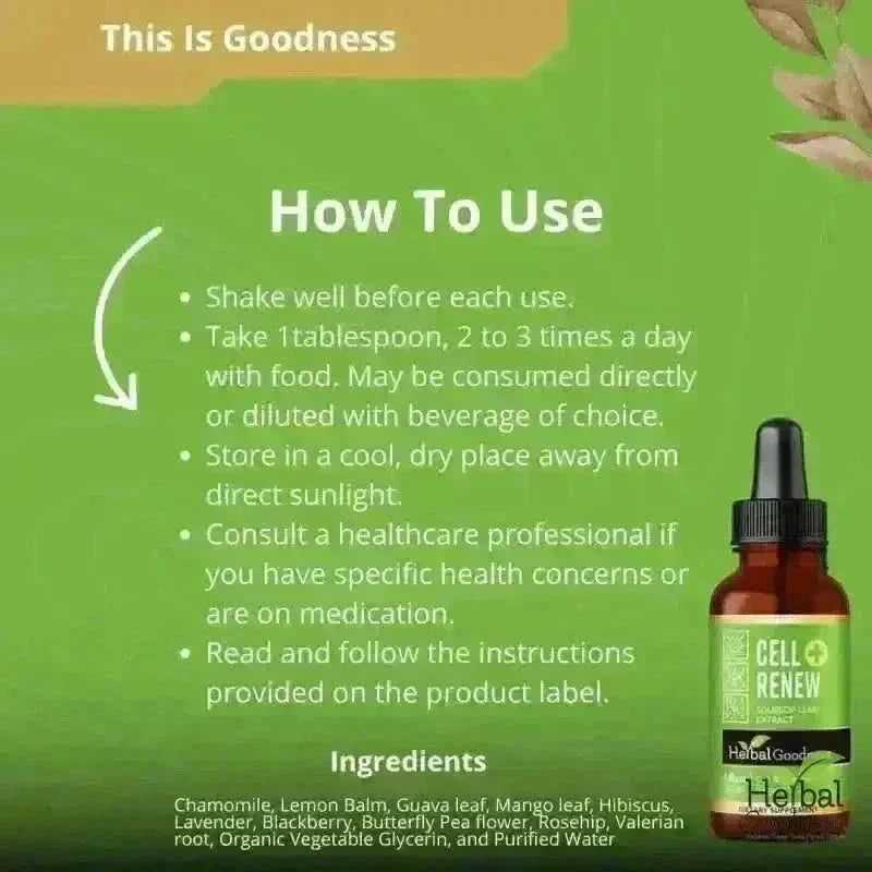 Cell Renew - 15X Liquid Extract - Immunity & Cell Health Liquid Extract Herbal Goodness 