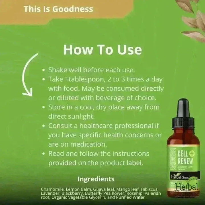 Cell Renew - 15X Liquid Extract - Immunity & Cell Health Liquid Extract Herbal Goodness 