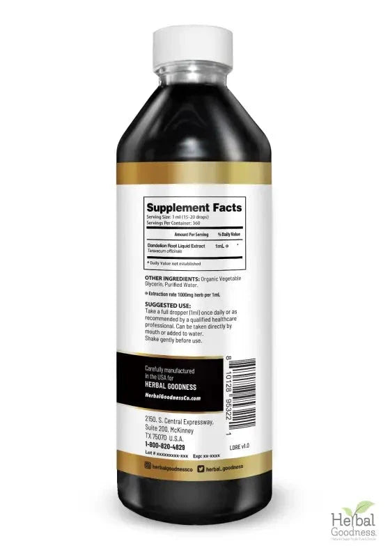 Dandelion Root Liquid Extract - Organic 1oz - Detox & Liver Liquid Extract Herbal Goodness 