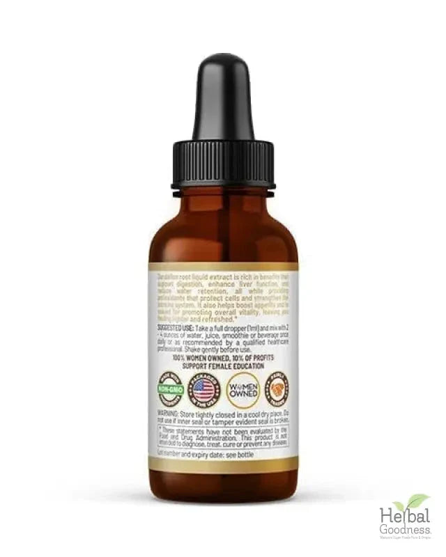 Dandelion Root Liquid Extract - Organic 1oz - Detox & Liver Liquid Extract Herbal Goodness 