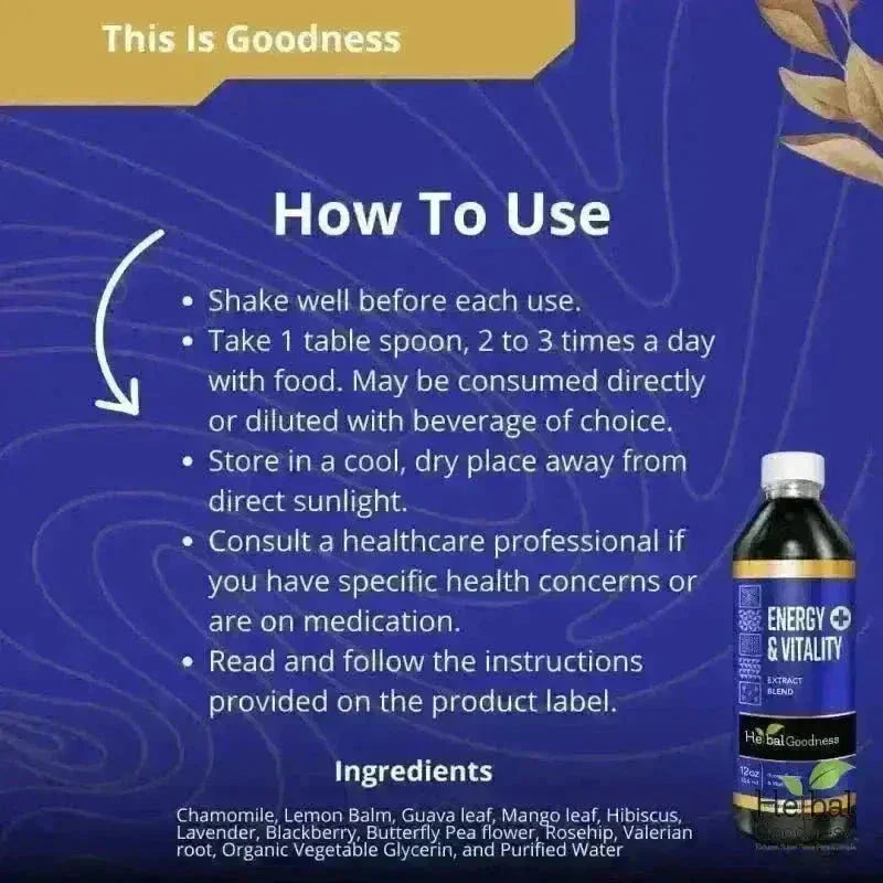 Energy and Vitality - 15X Liquid Extract - Energy & Performance Liquid Extract Herbal Goodness 