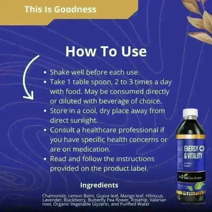 Energy and Vitality - 15X Liquid Extract - Energy & Performance Liquid Extract Herbal Goodness 