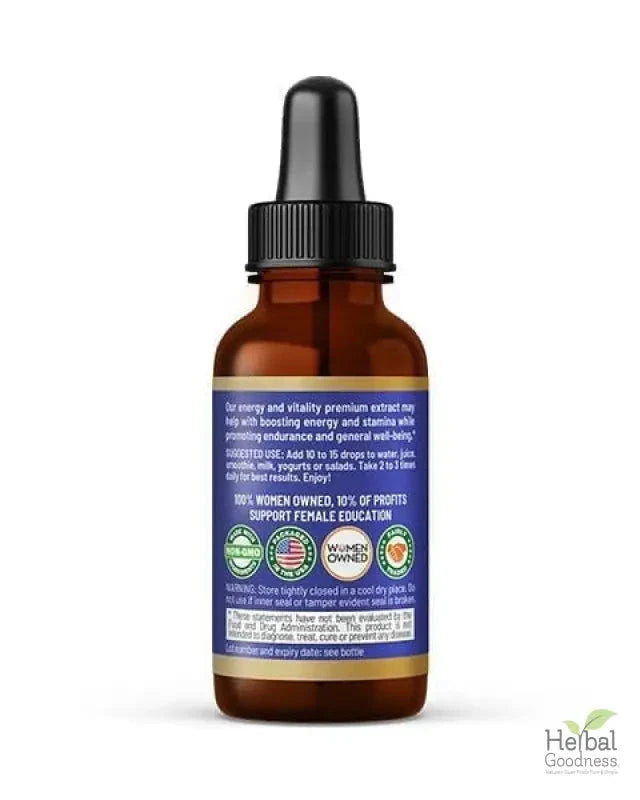 Energy and Vitality - 1oz 15X Liquid Extract - Energy & Performance Liquid Extract Herbal Goodness 