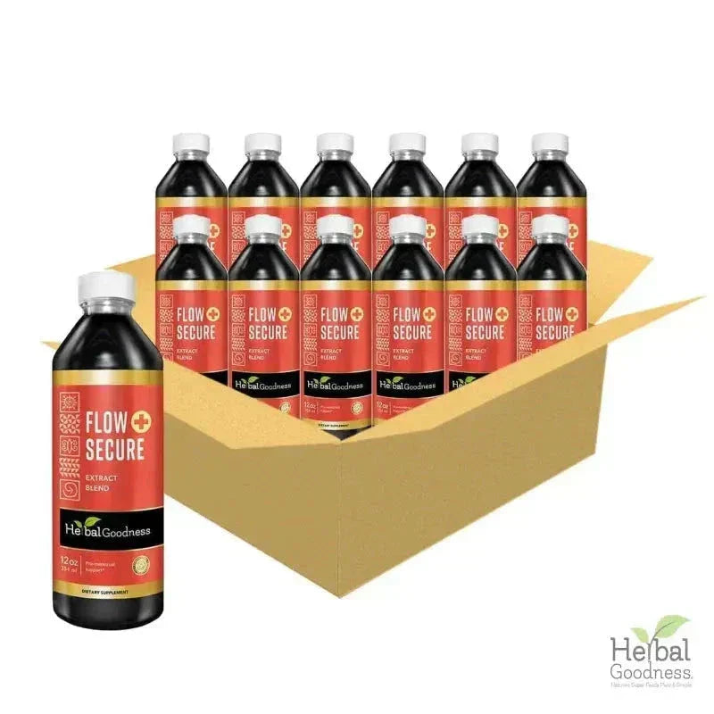 Flow Secure - 15X Liquid Extract - Female Hormone & Menstrual Aid Liquid Extract Herbal Goodness 12 oz Case (12) 