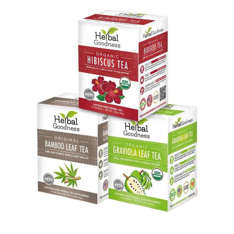 Organic Herbal Tea Trio Bundle – Graviola Hibiscus Mango | Herbal Goodness Buy