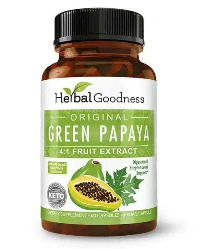 Green Papaya Fruit Extract - 4X 60/600mg Capsule - Digestion Aid Capsules Herbal Goodness Unit - 60 Caps 