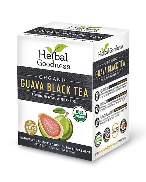 Guava Black Tea - Organic 24/2g Teabags - Clarify, Energy, Focus & Mental Alertness - Herbal Goodness - Herbal Goodness