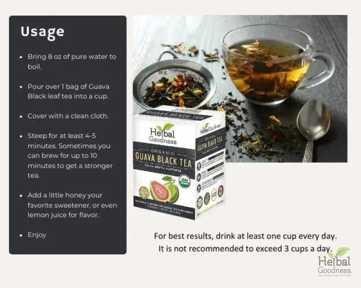 Guava Black Tea - Organic 24/2g Teabags - Clarify, Energy, Focus & Mental Alertness - Herbal Goodness Tea & Infusions Herbal Goodness 