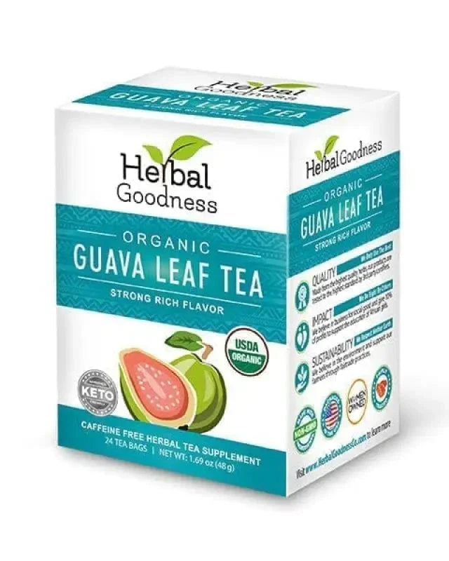 Guava Leaf Tea - Organic - Tea 24/2g - Caffeine-Free Tea & Infusions Herbal Goodness Unit 