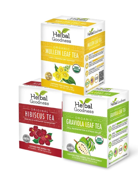 Organic Herbal Tea Trio – Build-Your-Own Bundle | Mix &amp; Match Any 3 USDA Organic Herbal Teas &amp; Save 20% Herbal Goodness Guava Hibiscus Bamboo 