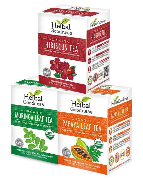 Organic Herbal Tea Trio – Build-Your-Own Bundle | Mix &amp; Match Any 3 USDA Organic Herbal Teas &amp; Save 20% Herbal Goodness Guava Hibiscus Bamboo 