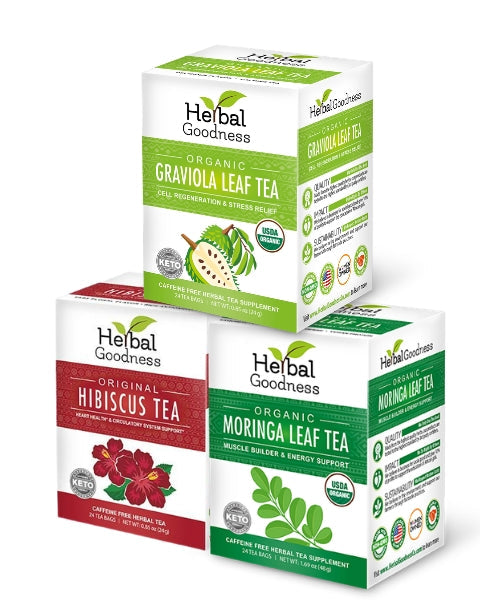 Organic Herbal Tea Trio – Build-Your-Own Bundle | Mix &amp; Match Any 3 USDA Organic Herbal Teas &amp; Save 20% Herbal Goodness Guava Hibiscus Bamboo 