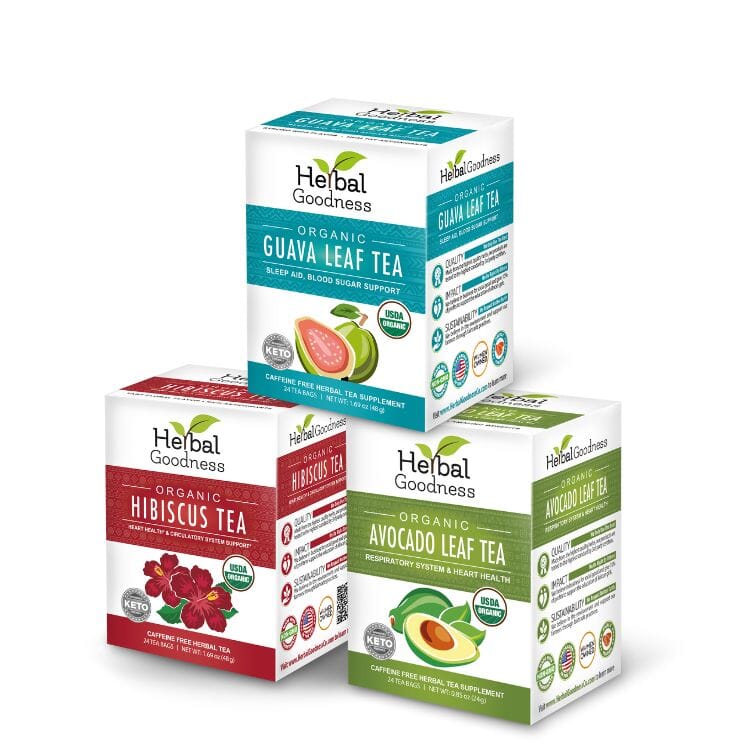 Herbal Tea Trio - Guava, Hibiscus & Avocado Bundle – Refreshing Tea Collection Bundle Herbal Goodness 