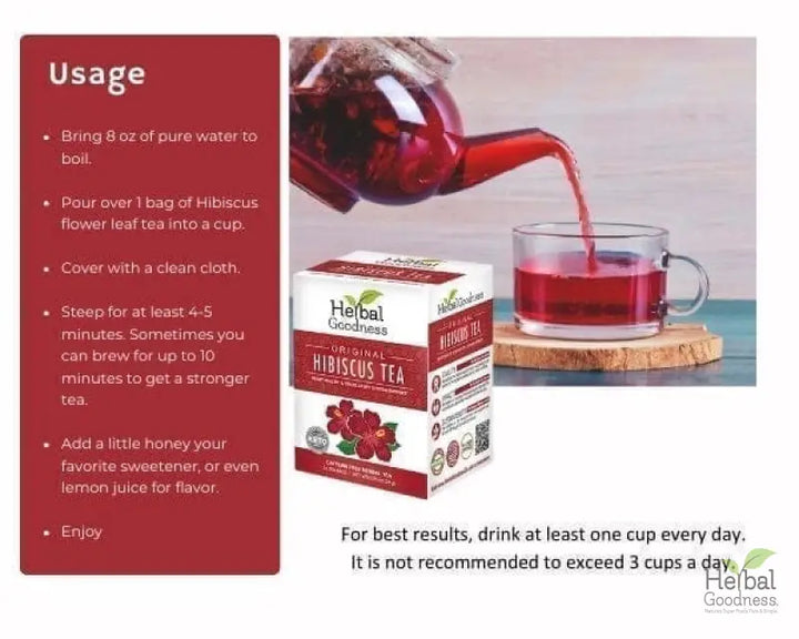 Hibiscus Tea - Organic - 24/2g - Great Taste, Immunity Boost - Herbal Goodness Tea & Infusions Herbal Goodness 