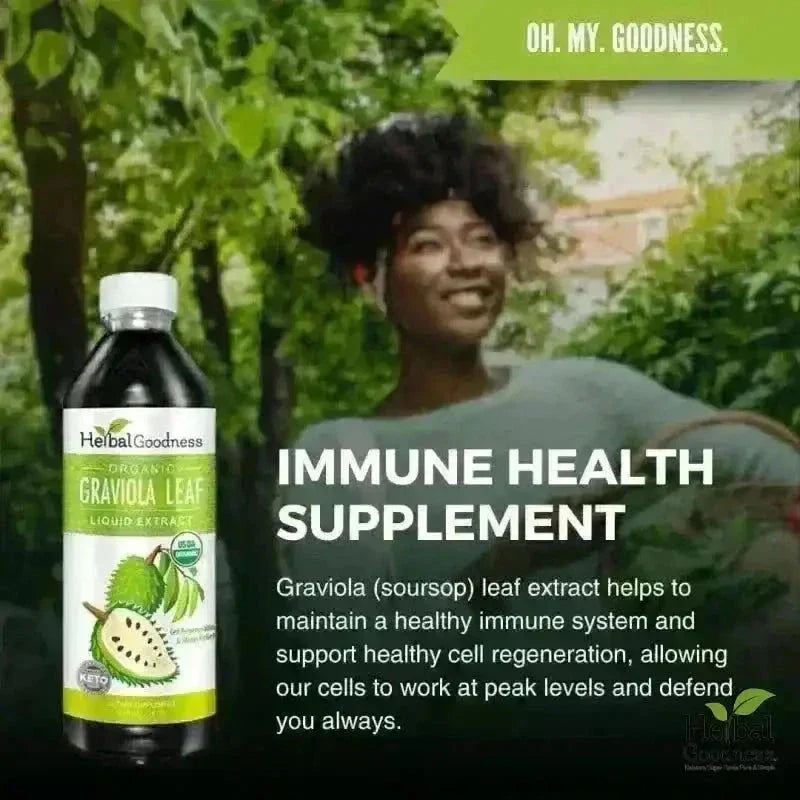 Soursop Leaf Graviola Extract - - Organic 15X Liquid Extract - Cell Renew & Immunity Liquid Extract Herbal Goodness 