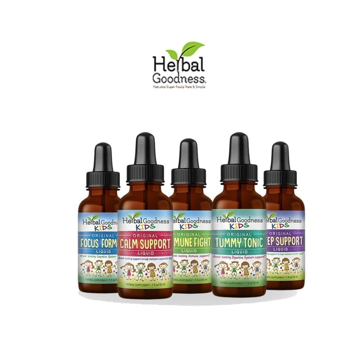 Kids Collection - Focus, Calm, Sleep, Tummy and Immune Support - Liquid Extract- 1oz - Herbal Goodness Liquid Extract Herbal Goodness 