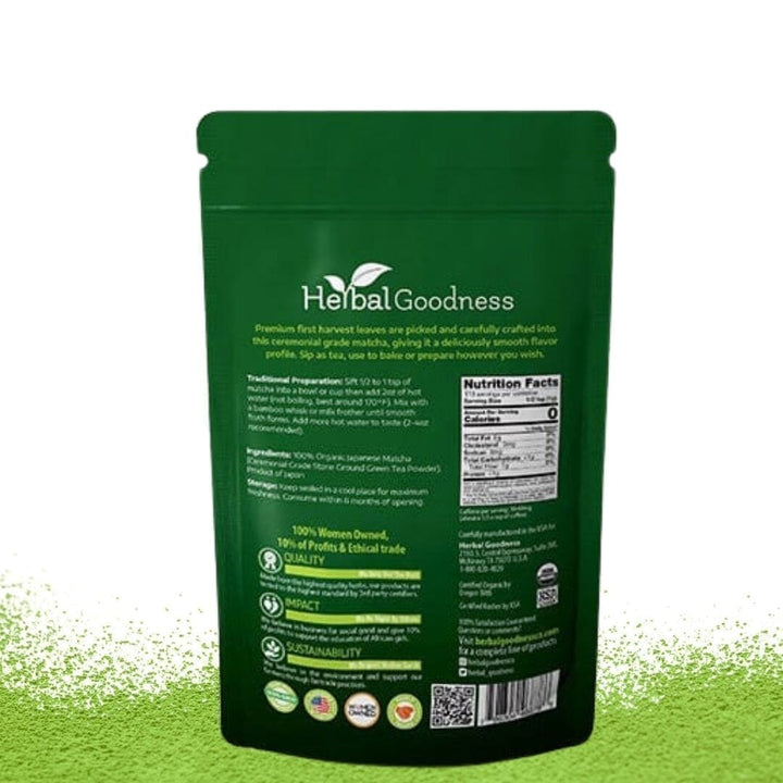 Matcha Green Tea Powder - Organic, Japanese Ceremonial 8oz - Energy & Vitality - Herbal Goodness Powder Herbal Goodness 