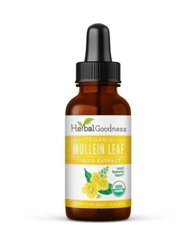 Mullein Leaf - Organic 15X Liquid Extract - Respiratory & Lung Health Liquid Extract Herbal Goodness 1 oz 